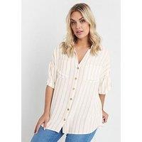 Yours Washed Desert Striped Shirt - Cream