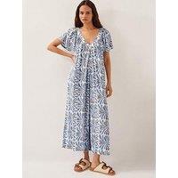 Monsoon Cece Woodblock Jumpsuit - Blue