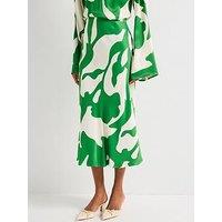 Rouge Printed Midi Skirt - Green