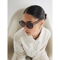 River Island Oval 60S Sunglasses - Tortoise - Brown
