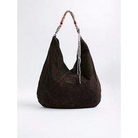 River Island Oversized Suede Rope Slouch - Dark Brown