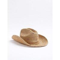 River Island Straw Stetson Fruit Charm Hat - Beige