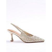 River Island Woven Sling Back Court Shoes - Gold