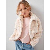 The Very Collection Girls Borg Seam Detailed Coat - Cream
