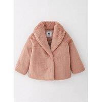 V By Very Girls Teddy Coat - Pink