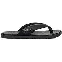 Ugg Men'S Seaside Ii Leather Flip Flops - Black