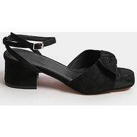 Yours Wide Fit Block Heel Bow Sandal - Black