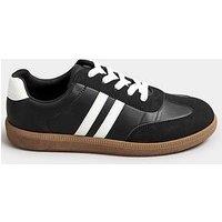 Yours Extra Wide Fit Retro Stripe Trainer - Black