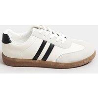 Yours Extra Wide Fit Retro Stripe Trainer - White