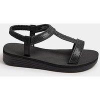 Yours Wide Fit Diamante T Bar Sandal