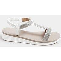 Yours Wide Fit Diamante T Bar Sandal