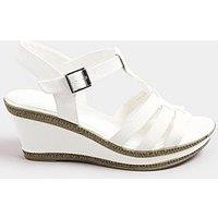 Yours Wide Fit T-Bar Heeled Wedge Sandal - Black