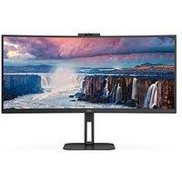 Aoc Cu34V5Cw Curved Monitor With Webcam - 34In Qhd (3440 X 1440), 100Hz, Height Adjustable With Speakers
