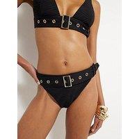 River Island Texture Buckle High Waist Briefs - Black