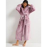 V By Very Plush Hooded Dressing Gown - Pink