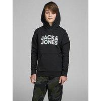 Jack & Jones Junior Boys Corp Logo Hoodie - Black