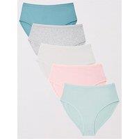 Everyday 5Pk Plain Cotton Full High Waisted Briefs - Multi