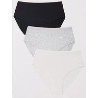 Everyday 3Pk Plain Cotton Full High Waisted Briefs - Multi