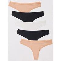 Everyday 5Pk Plain Cotton Thongs - Multi