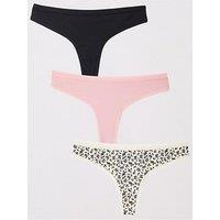 Everyday 3Pk Cotton Plain And Printed Thongs - Multi