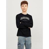 Jack & Jones Junior Boys Caleb Varsity Long Sleeve T-Shirt - Black