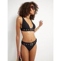 River Island High Apex Buckle Bikini Top - Black