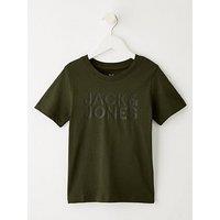 Jack & Jones Mini Younger Boys Corp Logo Short Sleeve T-Shirt - Khaki