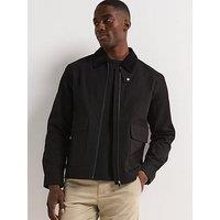 Very Man Canvas Barn Jacket With Cord Collar - Black