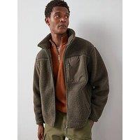 The Very Collection Borg Contrast Jacket - Khaki