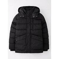 V By Very Boys Heavy Weight Padded Jacket With Popper Pockets - Black