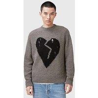 Allsaints Luvheart Crew Neck Knitted Jumper - Grey