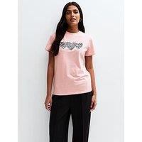 New Look Pink Foil Heart Print T-Shirt