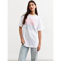 New Look Oversized Rhode Island Slogan T-Shirt - White