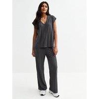 New Look Dark Grey Wide Rib Relaxed Trousers