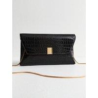New Look Black Faux Leather Oversized Clutch Bag