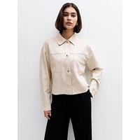 New Look Stone Faux Suede Unlined Jacket - Natural