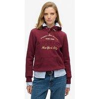 Superdry Luxe Metallic Logo Hoodie - Red