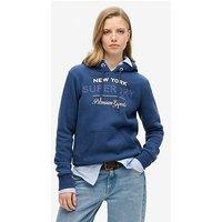 Superdry Luxe Metallic Logo Hoodie- Blue