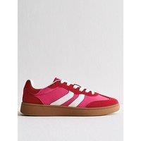 New Look Pink Contrast Trim Suedette Trainers