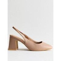 New Look Wide Fit Mink Faux Leather Slingback Court Shoes