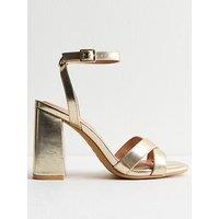 New Look Metallic Faux Leather Sandals - Gold