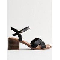 New Look Faux Leather Block Heel Sandals - Black