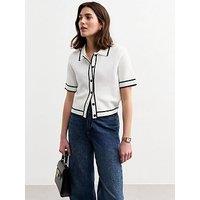 New Look Compact Knit Polo Collar Jacket - Black