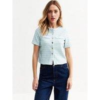 New Look Boucle Button Up Top - Blue