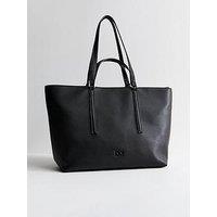 New Look Black Faux Leather Double Handle Tote Bag