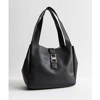 New Look Black Faux Leather Link Detail Hobo Shoulder Bag