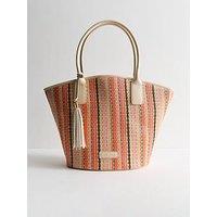 New Look Coloured Striped Woven Tote Bag - Multi