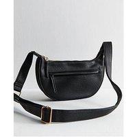 New Look Black Grained Faux Leather Crossbody Bag