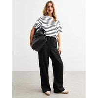 New Look Linen Blend Drawstring Waist Trousers - Black