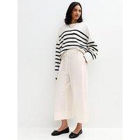 New Look White Linen Blend Cropped Trousers